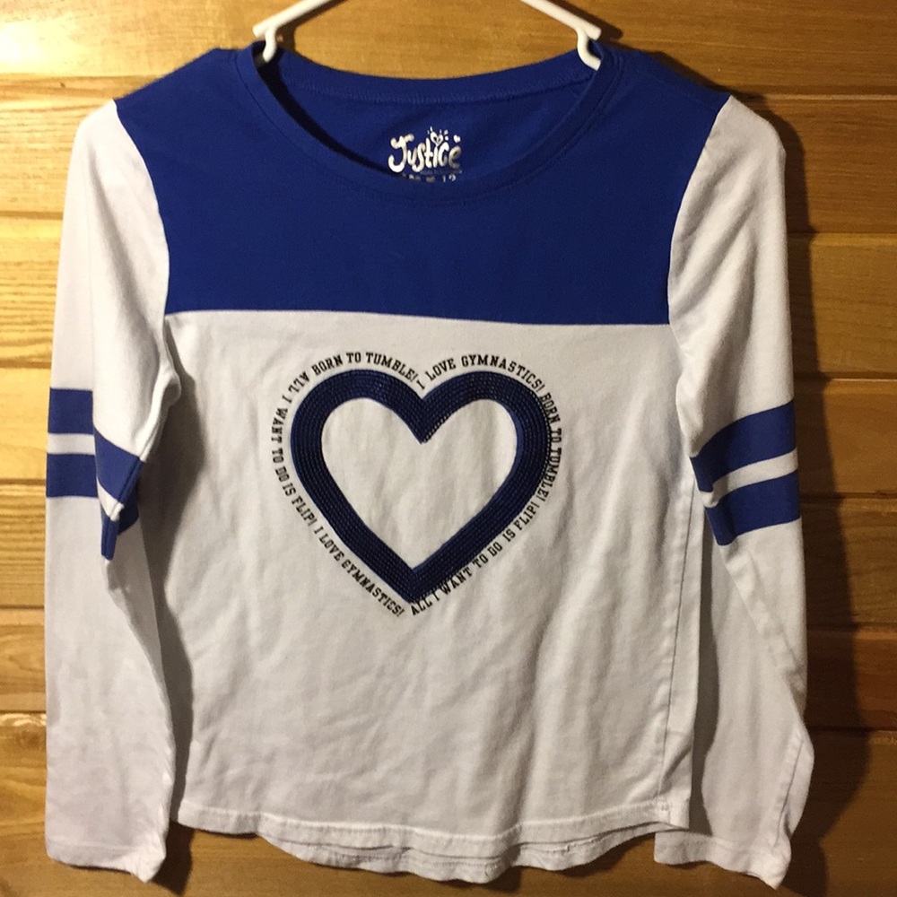Justice set, zip up and long sleeve gymnast shirt